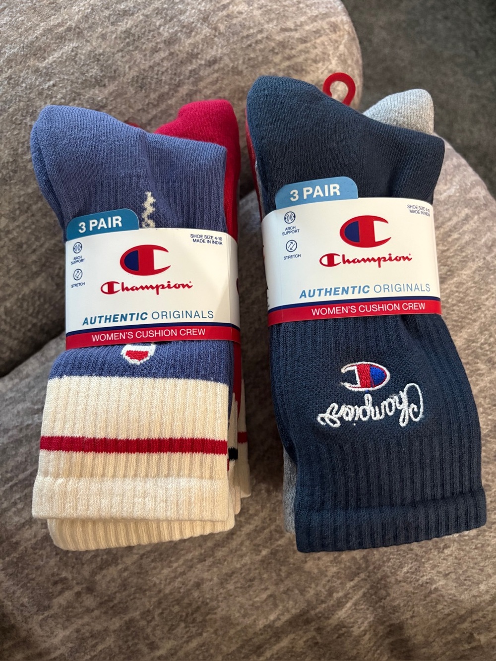 Champion Women's Crew Sock 3-Pack - Navy, Cream & Red Accents 2-3Packs of these!